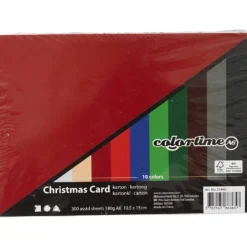 Julkartong, A6, ark 105x148 mm, 180 g, mixade färger, 300 mix. ark/ 1 förp.