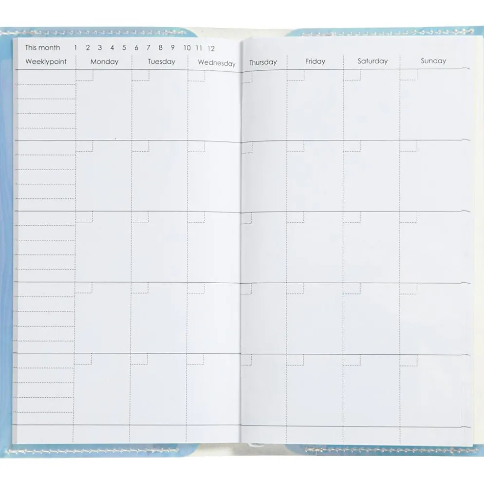 Kalender, stl. 10x18x1,5 cm, elastikstängning, holografiskt, 1 st.