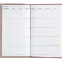Kalender, stl. 10x18x1,5 cm, elastikstängning, rosa, 1 st.