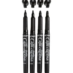 Kalligrafipennor, Tusch, spets 1,4+2,5+3,6+4,8 mm, svart, 4 st./ 1 förp.