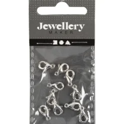 Karbinhake, L: 10 mm, försilvrad, 10 st./ 1 förp.