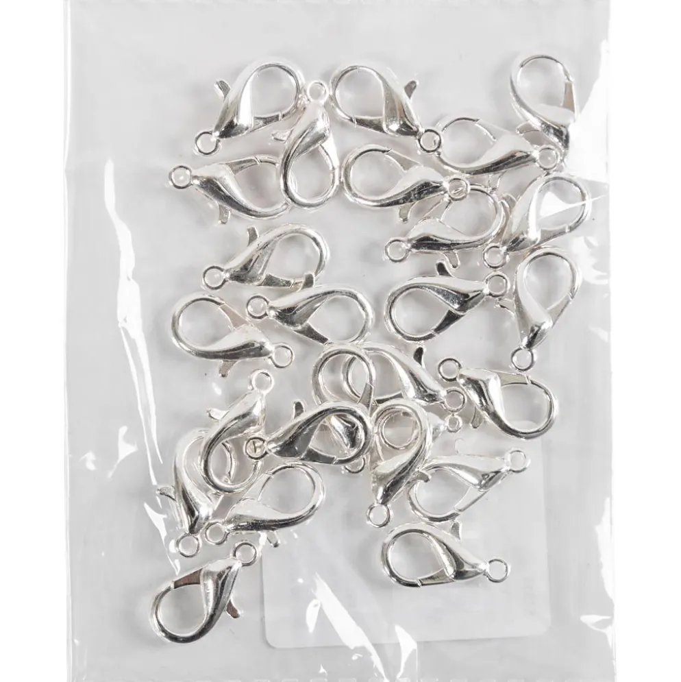 Karbinhake, L: 18 mm, försilvrad, 25 st./ 1 förp.