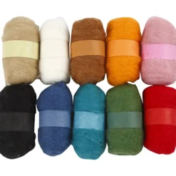Kardad Ull, mixade färger, 10x25 g/ 1 förp.