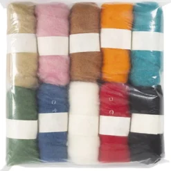 Kardad Ull, mixade färger, 10x25 g/ 1 förp.
