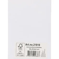 Kartongpapper, A6, ark 105x148 mm, 180 g, vit, 100 ark/ 1 förp.