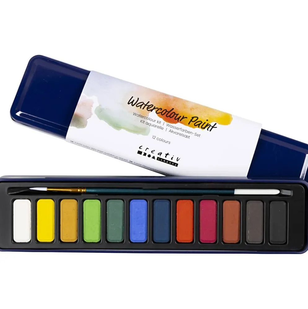 Kit med Vattenfärg, stl. 12x30 mm, colorful, 12 färg/ 1 förp.