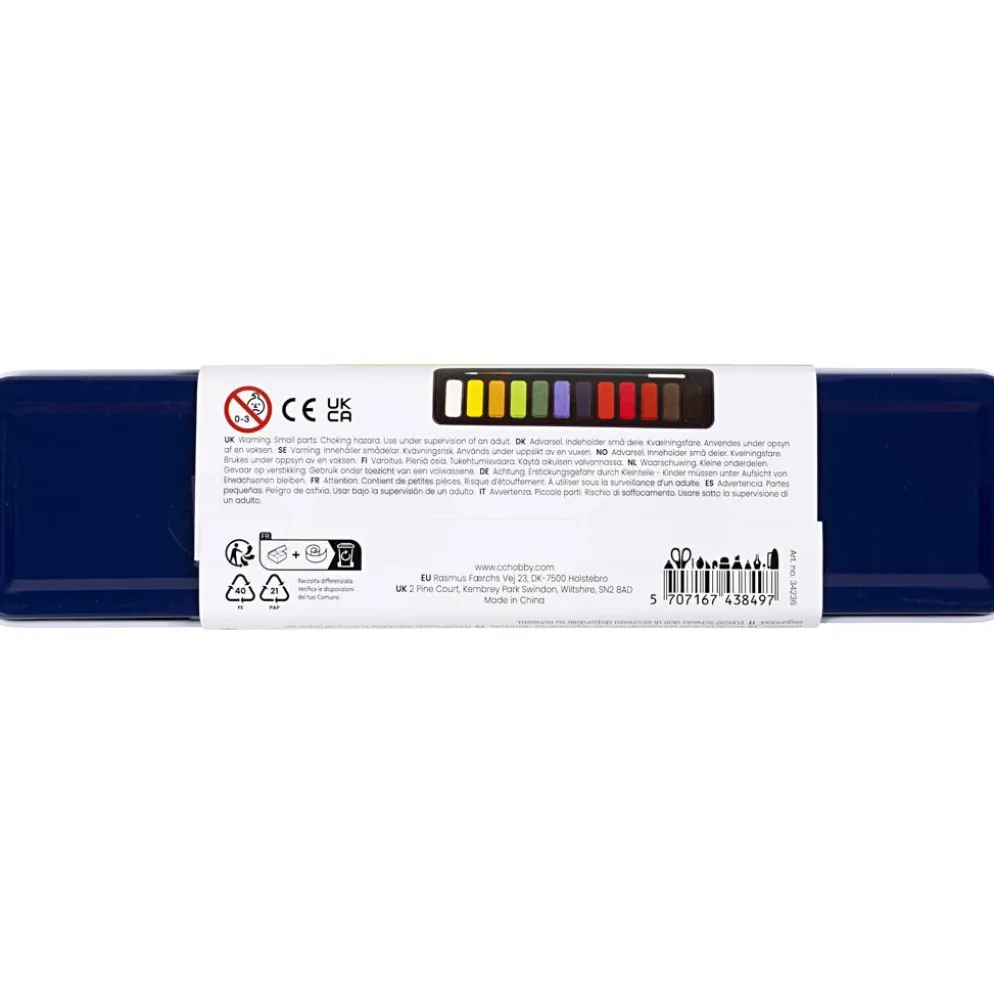 Kit med Vattenfärg, stl. 12x30 mm, colorful, 12 färg/ 1 förp.