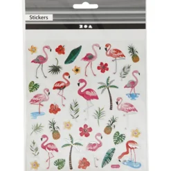 Klistermärken, flamingo, ark 15x16,5 cm, ca. 37 st., 1 ark