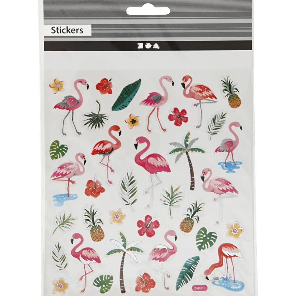 Klistermärken, flamingo, ark 15x16,5 cm, ca. 37 st., 1 ark