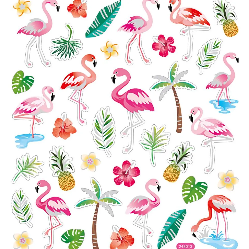 Klistermärken, flamingo, ark 15x16,5 cm, ca. 37 st., 1 ark