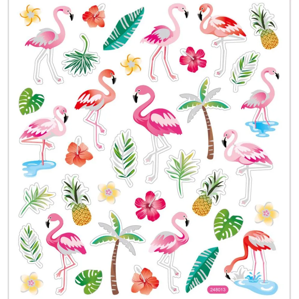 Klistermärken, flamingo, ark 15x16,5 cm, ca. 37 st., 1 ark