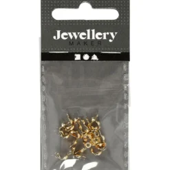 Knuttäckare med ögla, L: 8 mm, Dia. 3 mm, förgylld, 20 st./ 1 förp.