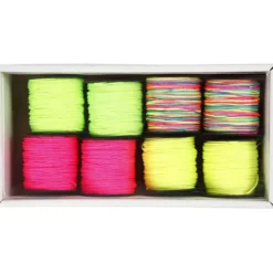 Knytsnöre, tjocklek 1 mm, neongrön, neonrosa, neongul, neonmix, 8x28 m/ 1 förp.