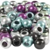 Kongopärlor, Dia. 10 mm, Hålstl. 4 mm, ca. 145 st., metallicfärger, 60 g, 125 ml/ 1 förp.
