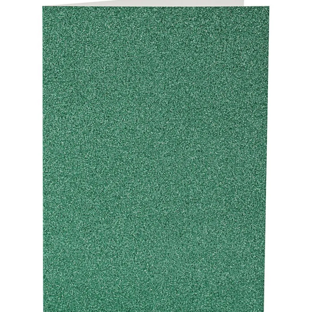 Kort och kuvert, kortstl. 10,5x15 cm, kuvertstl. 11,5x16,5 cm, glitter, 110+250 g, grön, 4 set/ 1 förp.