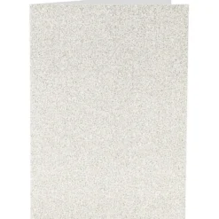 Kort och kuvert, kortstl. 10,5x15 cm, kuvertstl. 11,5x16,5 cm, glitter, 120+250 g, vit, 4 set/ 1 förp.