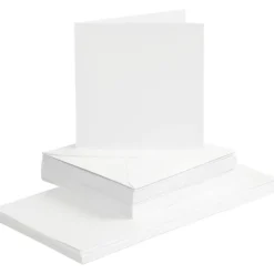 Kort och kuvert, kortstl. 15x15 cm, kuvertstl. 16x16 cm, 120+240 g, vit, 50 set/ 1 förp.