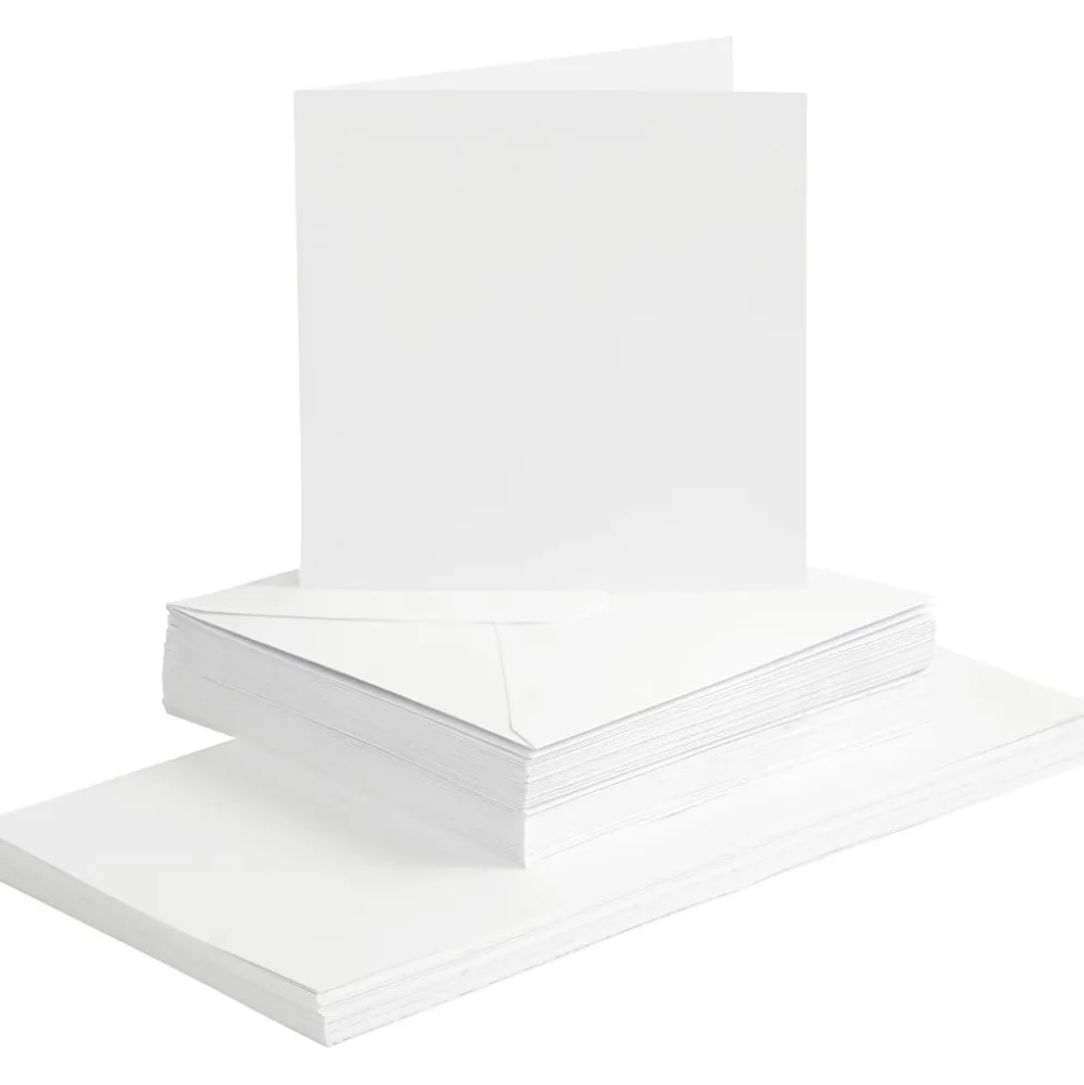 Kort och kuvert, kortstl. 15x15 cm, kuvertstl. 16x16 cm, 120+240 g, vit, 50 set/ 1 förp.
