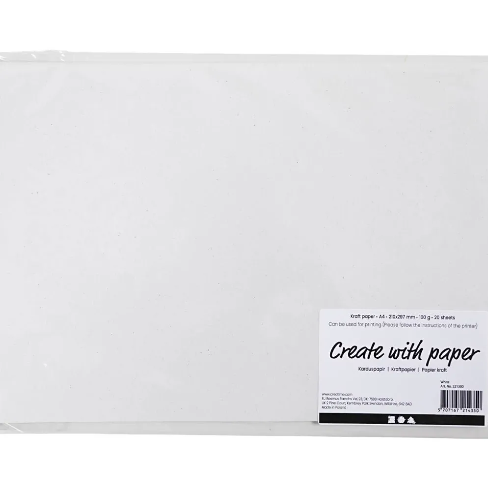 Kraftpapper, A4, ark 210x297 mm, 100 g, vit, 20 ark/ 1 förp.