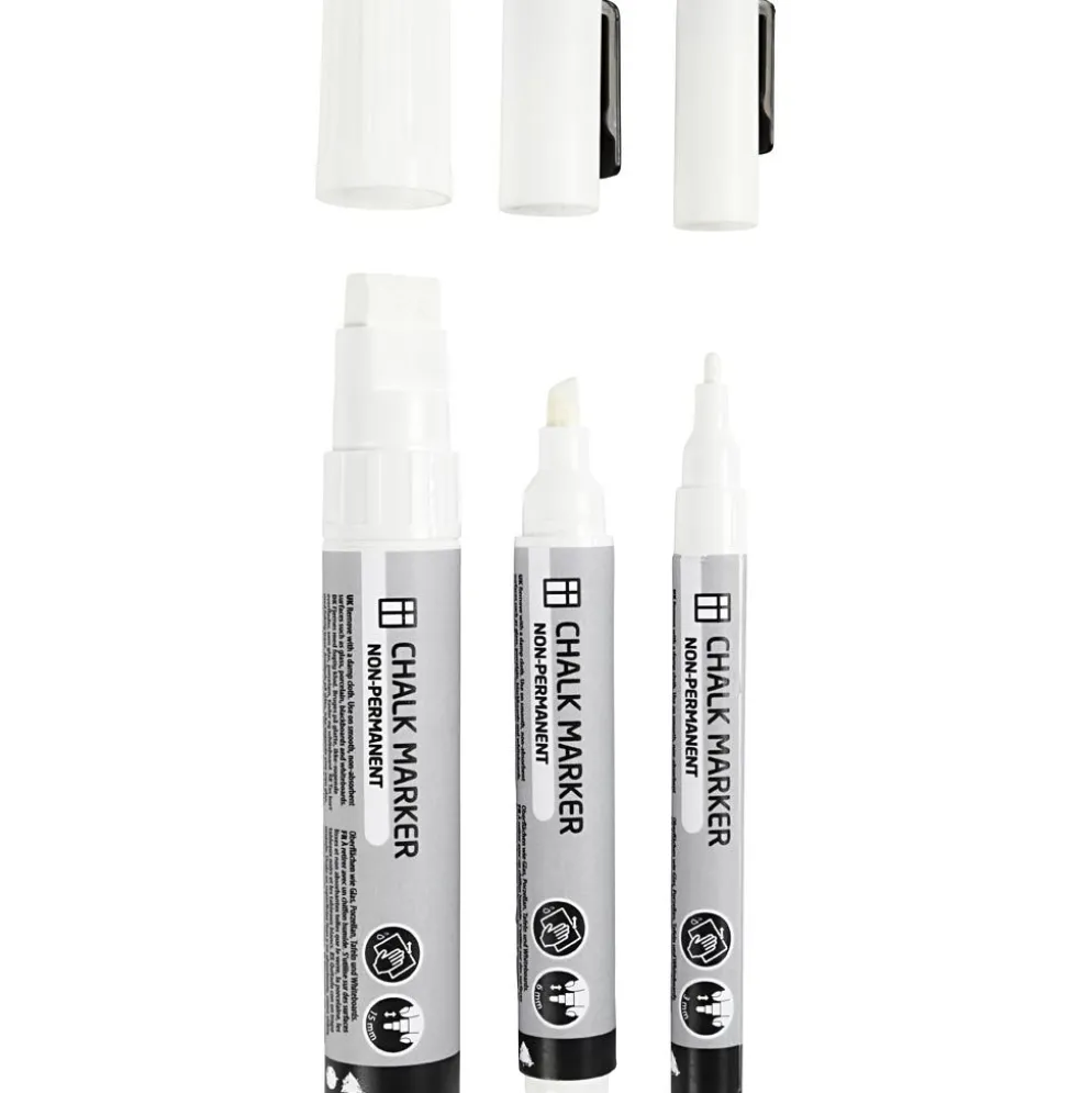 Krittuschpennor, spets 3+6+15 mm, vit, 3 st./ 1 förp.