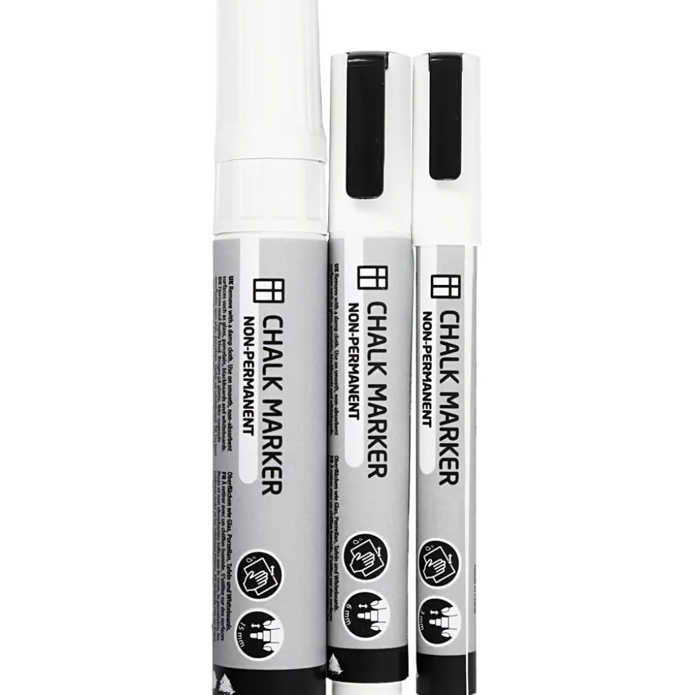 Krittuschpennor, spets 3+6+15 mm, vit, 3 st./ 1 förp.