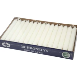Kronljus, H: 20 cm, Dia. 23 mm, vit, 30 st./ 1 förp.