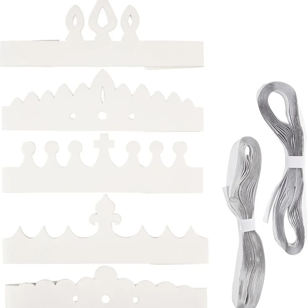 Kronor av papp, H: 10-16,5 cm, L: 60 cm, 230 g, vit, 50 st./ 1 förp.