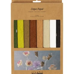 Kräppapper, ark 25x60 cm, Stretchbarhet: 180%, 105 g, natur, 8 ark/ 1 förp.