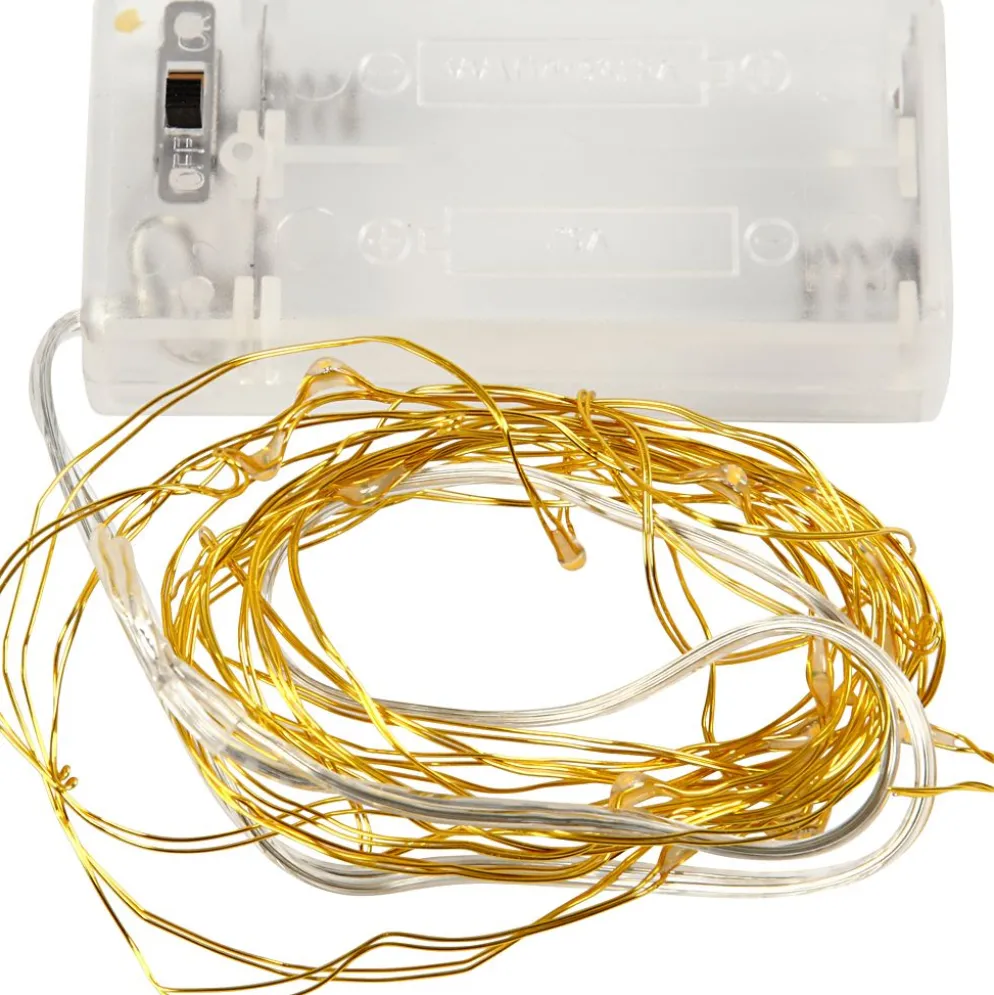 LED ljusslinga, L: 3,15 M, guld, 1 st.
