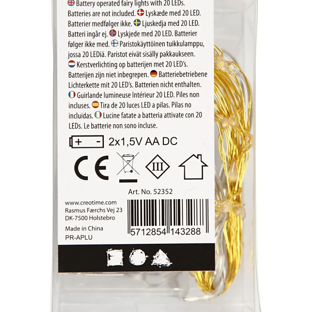 LED ljusslinga, L: 3,15 M, guld, 1 st.