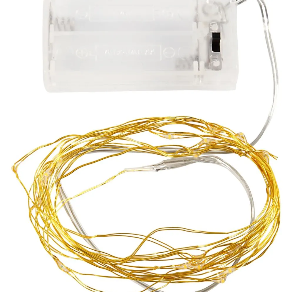 LED ljusslinga, L: 3,15 M, guld, 1 st.
