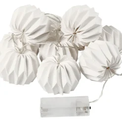 LED ljusslinga med lampskärmar, rund, H: 55 mm, L: 100 cm, Dia. 75 mm, vit, 1 st.