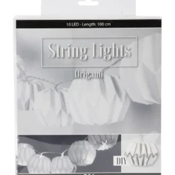 LED ljusslinga med lampskärmar, rund, H: 55 mm, L: 100 cm, Dia. 75 mm, vit, 1 st.