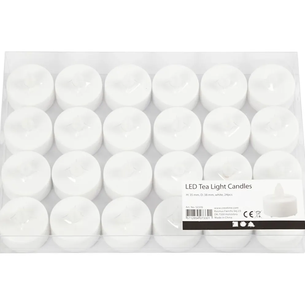 LED Värmeljus, H: 35 mm, Dia. 38 mm, vit, 24 st./ 1 förp.