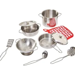 Lekset med kastruller och pannor, ca. 10 delar, 1 förp.