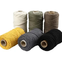 Makramégarn, L: 55 M, Dia. 4 mm, mixade färger, 6x330 g/ 1 förp.