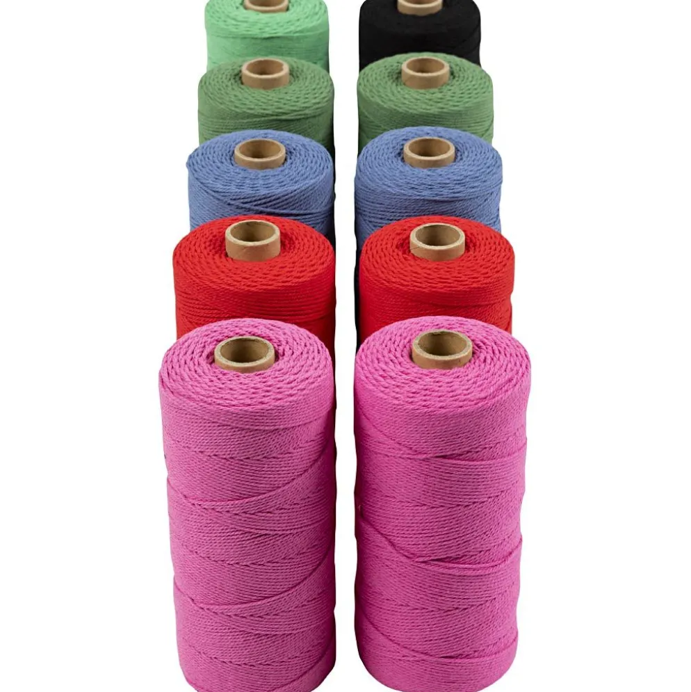 Makramésnöre, L: 315 M, tjocklek 1 mm, Tunn kvalitet 12/12, starka färger, 10x220 g/ 1 förp.