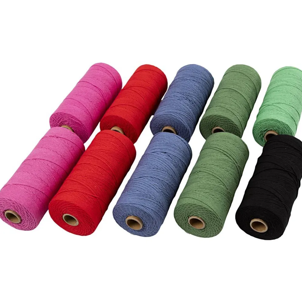 Makramésnöre, L: 315 M, tjocklek 1 mm, Tunn kvalitet 12/12, starka färger, 10x220 g/ 1 förp.