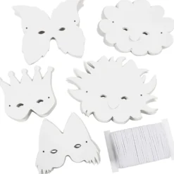 Masker av papp och elastiskt band, H: 15-20 cm, 230 g, vit, 100 mix./ 1 förp.