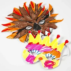 Masker av papp och elastiskt band, H: 15-20 cm, 230 g, vit, 5 st./ 1 förp.