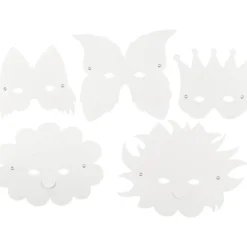 Masker av papp och elastiskt band, H: 15-20 cm, 230 g, vit, 5 st./ 1 förp.