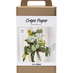 Maxi DIY Kit Kräppapper, Blombukett, ljusgrön, mörkgrön, pastellgrön, vit, 1 förp.