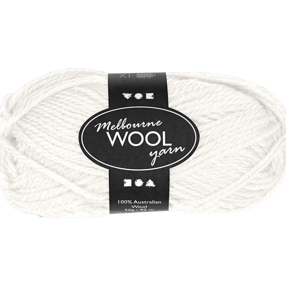 Melbourne ullgarn, L: 92 M, råvit, 50 g/ 1 nystan