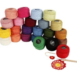 Mercericerat Bomullsgarn, mixade färger, 24x20 g/ 1 förp.