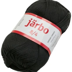 Merceriserat bomullsgarn, nr. 8/4, virknål 3, svart, 50 g/ 1 nystan