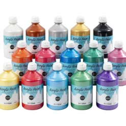 Metallic akrylfärg, mixade färger, 15x500 ml/ 1 förp.