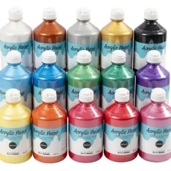 Metallic akrylfärg, mixade färger, 15x500 ml/ 1 förp.