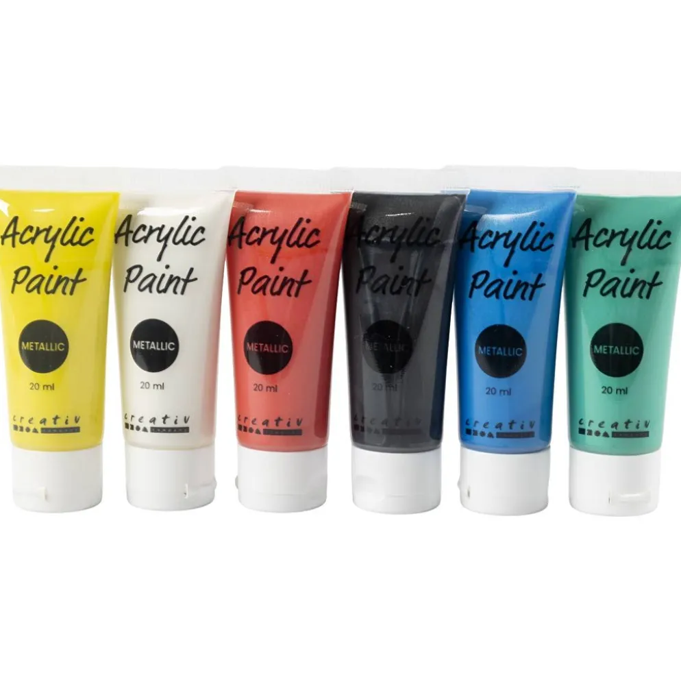 Metallic akrylfärg, standardfärger, 6x20 ml/ 1 förp.