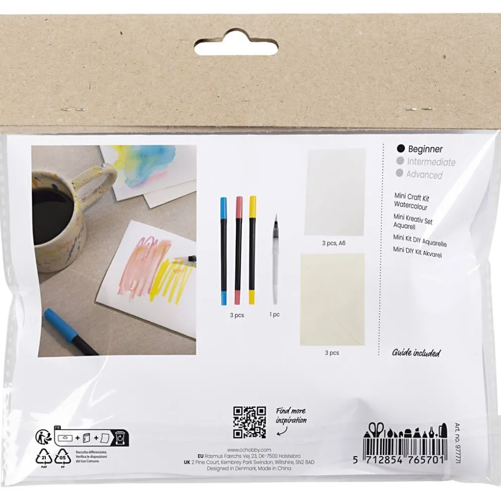 Mini DIY Kit Akvarell, Kort och kuvert, 1 förp.