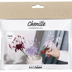 Mini DIY Kit Blommor av Piprensare, Spindellilja, softrosa, ljuslila, mörkröd, 1 förp.